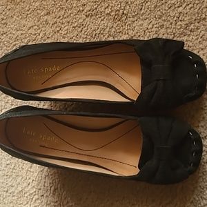 Kate Spade black kitten heel bow suede pump. No box.